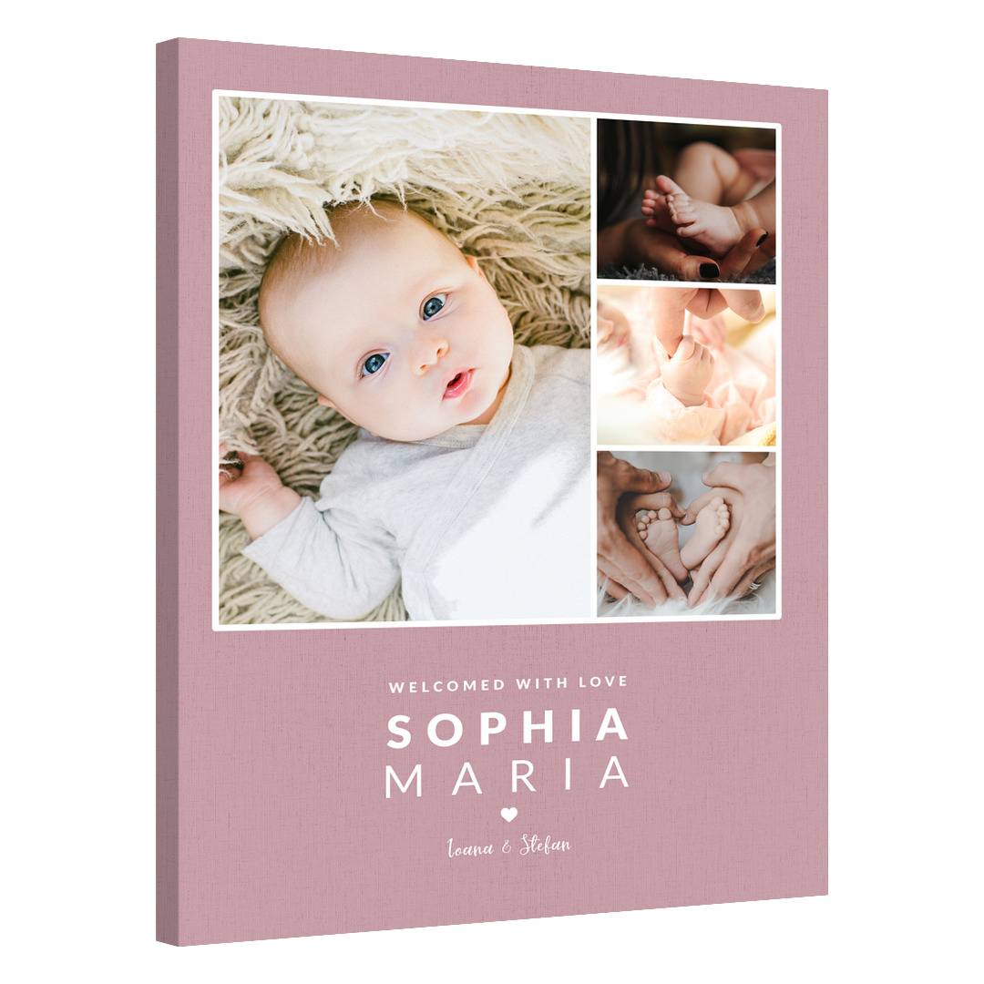 Tablou Personalizat cu 4 poze · Welcome Baby