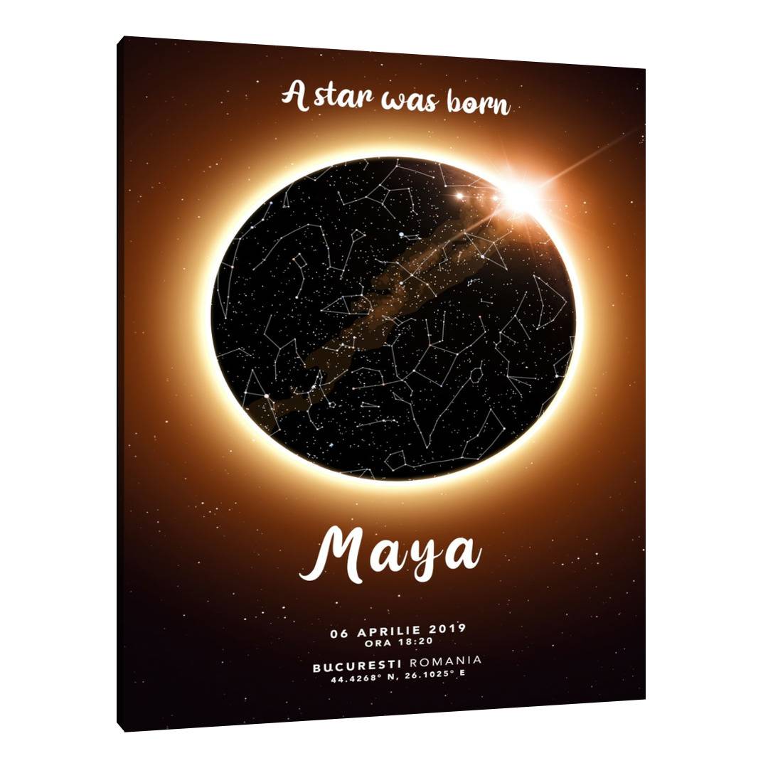 Tablou Canvas Personalizat cu Harta Stelelor Starmap Sunshine